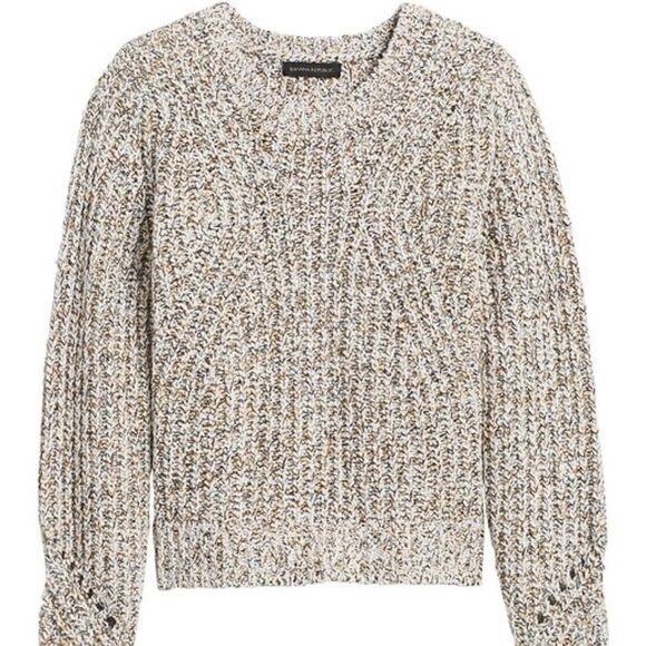 Banana Republic CHUNKY POINTELLE CROPPED SWEATER, Size Small - Picture 1 of 5